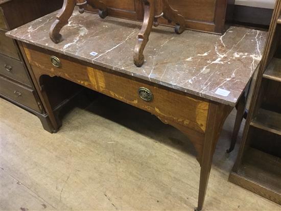 Victorian inlaid mahogany marble topped washstand